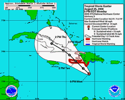 Instituto de Meteorologia cubano emite un aviso de Ciclón Tropical por Gustav 